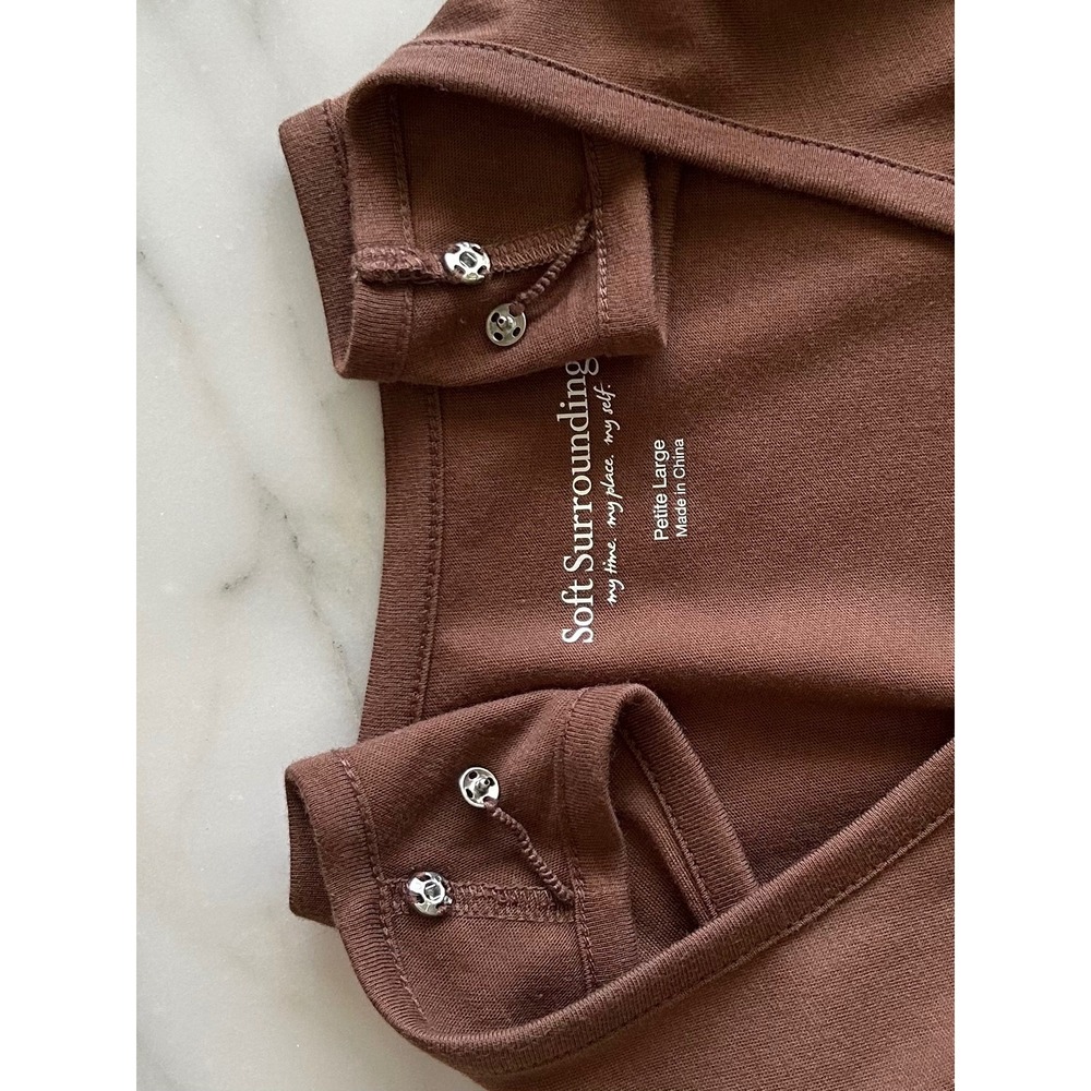 Soft Surroundings Brown Cotton Modal Sleeveless Maxi Dress Pockets Petite Large - Picture 6 of 12